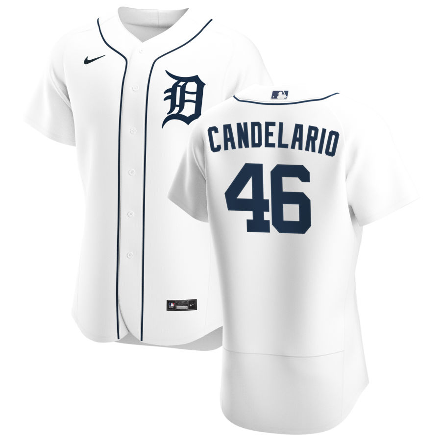 Detroit Tigers 46 Jeimer Candelario Men Nike White Home 2020 Authentic Player MLB Jersey